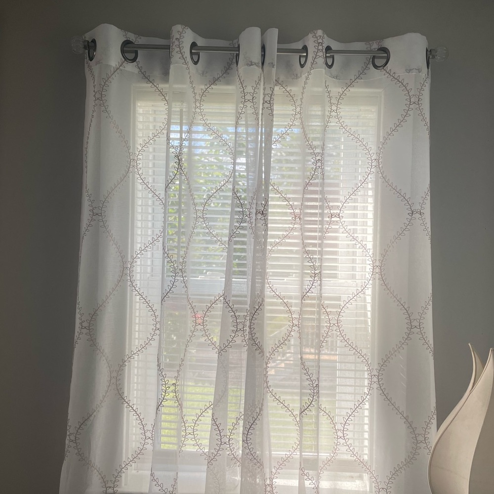 4 pair of Sheer embroidered curtains